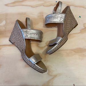 Jack Rogers Tinsley High Wedge Sandal Platinum 9.5